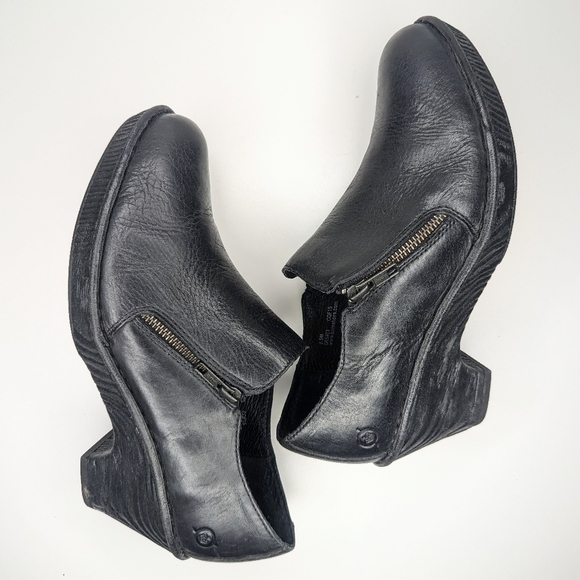 Born black leather clogs zipper low heel platform women's size 9.5 - Picture 5 of 10